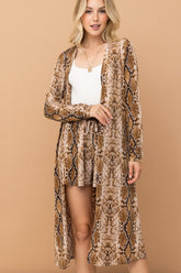 And The Why Women's Snake Print Kimono Longline Cardigan - Open Front, Lightweight & Stylish